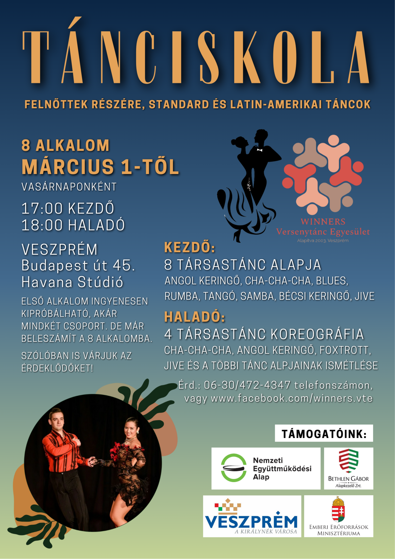A társastánc tanfolyam plakátja